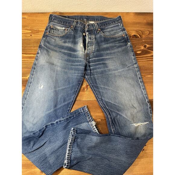 Levi's 501 vtg Jeans 33x34 Mens Straight Leg Button Fly Denim Vintage Pants - Picture 4 of 7